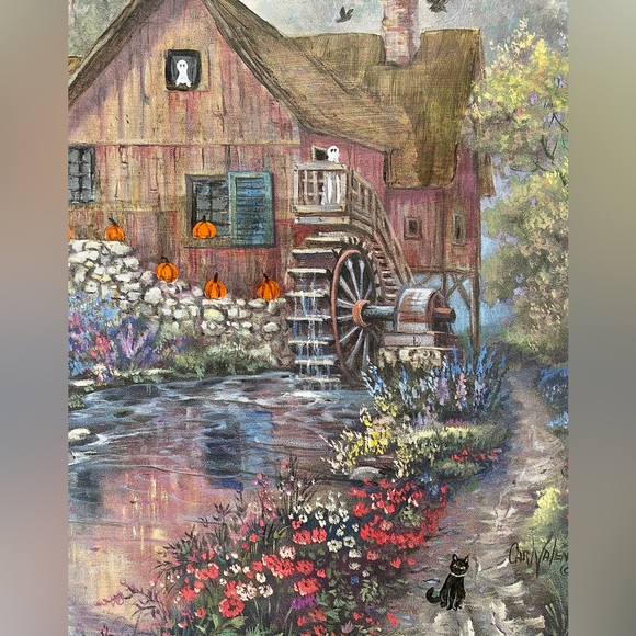 ALTERED Reimagined Thrift Store Art Find Halloween Wall Decor Painting - Picture 5 of 10